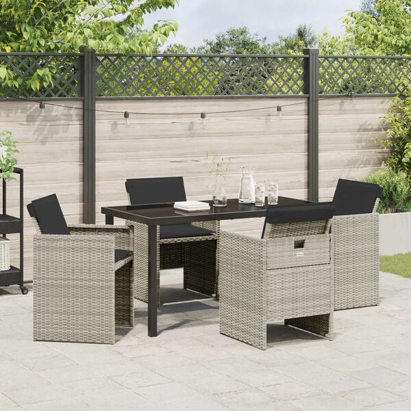 vidaXL Set da Pranzo per Giardino 5 pcs Grigio chiaro polyrattan