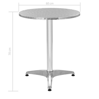 vidaXL Tavolo da Giardino Argento 60x70 cm in Alluminio