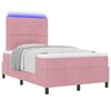 vidaXL Letto a Sorgente LED con materasso Rosa 120 x 200 cm Velluto
