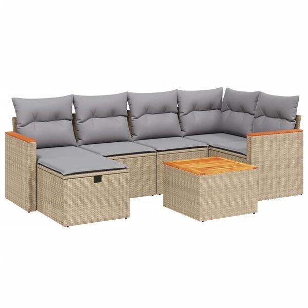 vidaXL Set Divano da Giardino 6 pz con Cuscini Beige Misto Polyrattan