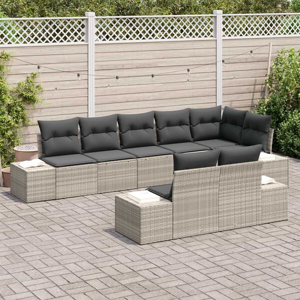 vidaXL Set Divano da Giardino 8 pcs Grigio chiaro polyrattan