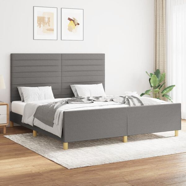 vidaXL Giroletto senza Materasso Grigio Scuro 160x200 cm Tessuto