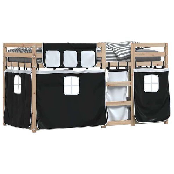 vidaXL Letto a Castello senza Materasso Bianco e Nero 90x200cm in Pino