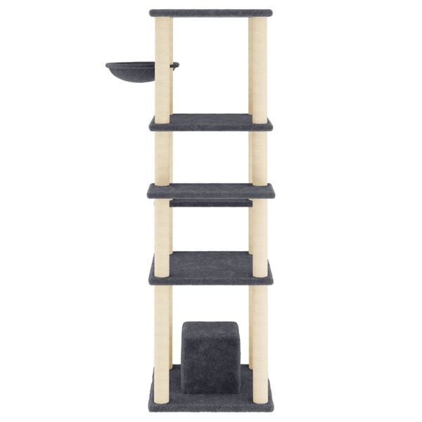 vidaXL Albero per Gatti con Tiragraffi in Sisal Grigio Scuro 154 cm