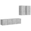 vidaXL Set di Mobili Porta TV 4 pz Grigio Cemento in Legno Multistrato