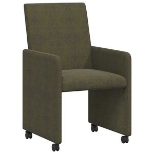 vidaXL Sedie da Pranzo con Ruote 2 pcs Verde militare 57 x 66 x 94 cm
