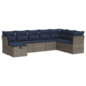 vidaXL Set Divano da Giardino 8 pz con Cuscini Grigio in Polyrattan