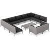 vidaXL Divani da Giardino 12 pz con Cuscini in Polyrattan Grigio Scuro