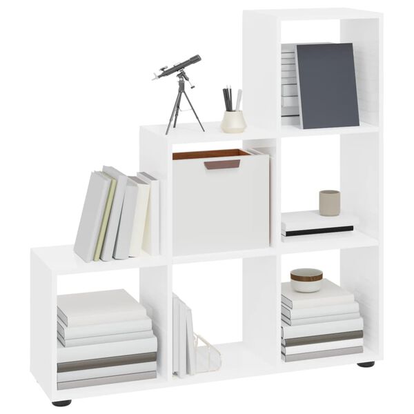 vidaXL Libreria a Scala Bianco Lucido 107 cm in Legno Multistrato