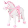 vidaXL Unicorno di Peluche in Piedi Bianco e Rosa XXL
