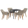 vidaXL Set da pranzo Grigio chiaro Poly Rattan