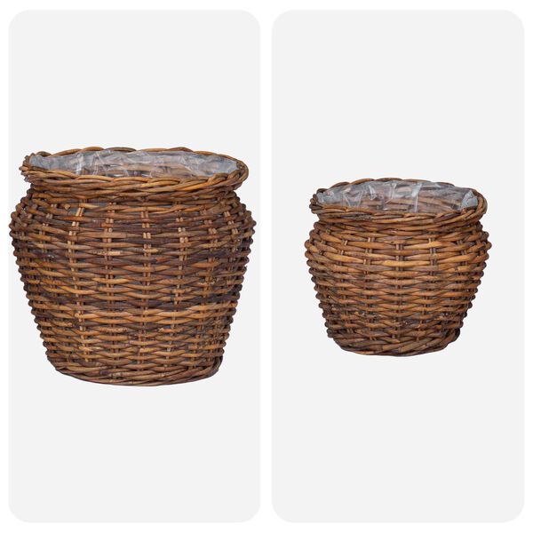 vidaXL Cesto per Piante con archiviazione 2 pcs Marrone Rattan Lacak