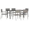vidaXL Set da Pranzo da Giardino 7 pz Nero Grigio Polyrattan e Acciaio