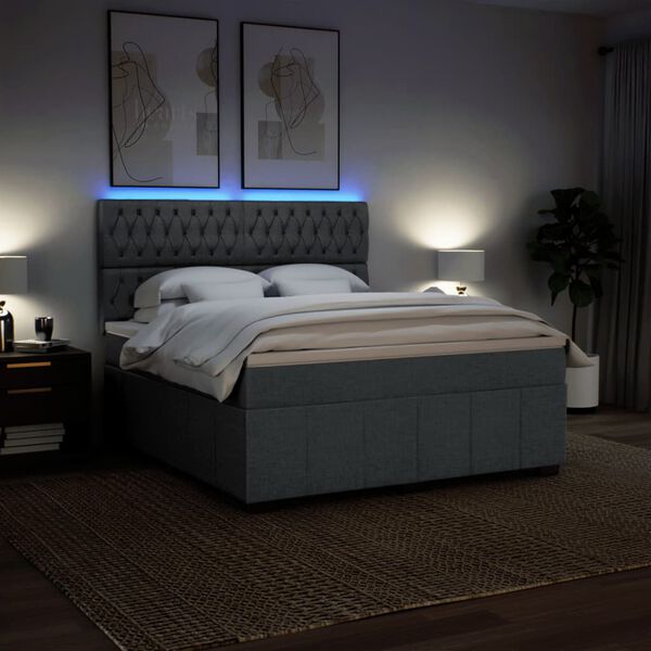 vidaXL Giroletto a Molle con Materasso Grigio Scuro 180x200 cm Tessuto