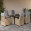 vidaXL Set Pranzo da Giardino 7 pz con Cuscini Beige Misto Polyrattan