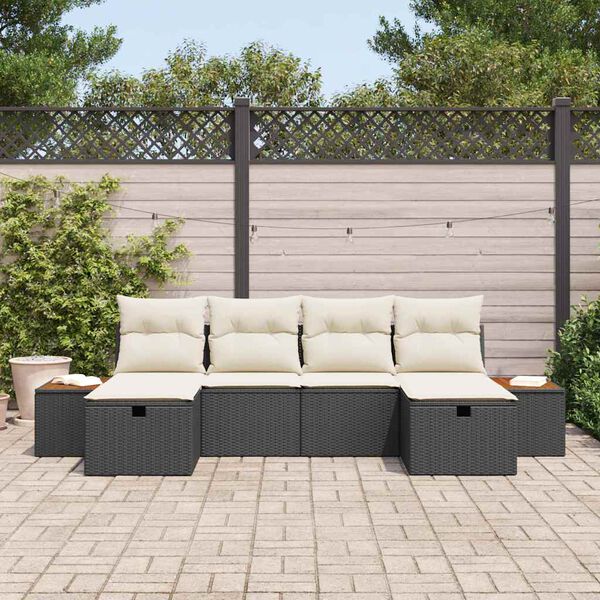 vidaXL Set Divano da Giardino 6 pcs Nero 55 x 62 x 69 cm Poly Rattan