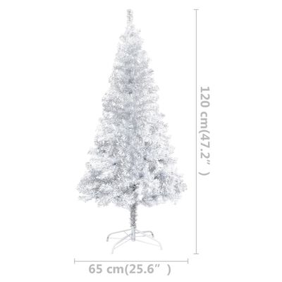 vidaXL Albero di Natale Preilluminato con Palline Argento 120 cm PET