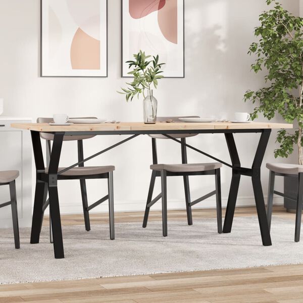 vidaXL Tavolo da Pranzo Telaio a Y 140x80x75,5 cm Legno Pino e Acciaio