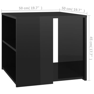 vidaXL Tavolino Nero Lucido 50x50x45 cm in Legno Multistrato