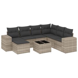 vidaXL Set Divano da Giardino 8pz con Cuscini Grigio Chiaro Polyrattan