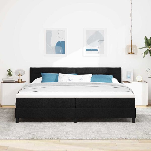 vidaXL Letto a molle con materasso Nero 200 x 200 cm Tessuto