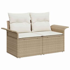 vidaXL Divano da giardino con cuscino Beige 141 x 62 x 69cm polyrattan