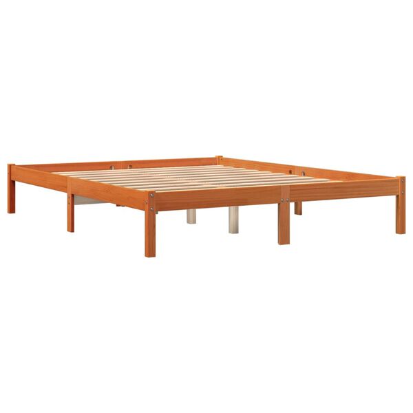 vidaXL Giroletto senza Materasso Marrone Cera 150x200 cm Legno di Pino