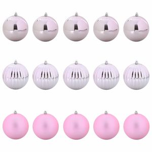 vidaXL Set di Palline Natalizie XL 15 pcs Rosa Plastica