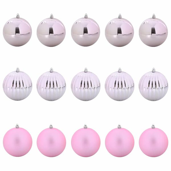 vidaXL Set di Palline Natalizie XL 15 pcs Rosa Plastica