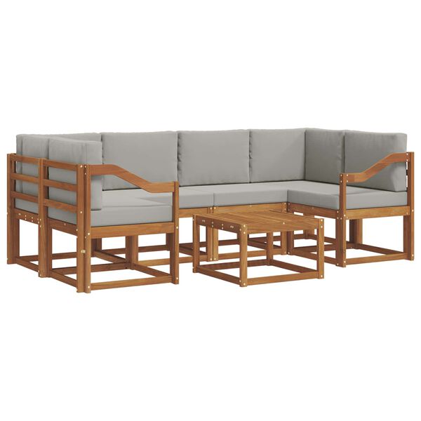 vidaXL Set di divani da esterno 7 pcs Grigio Naturale e Chiaro