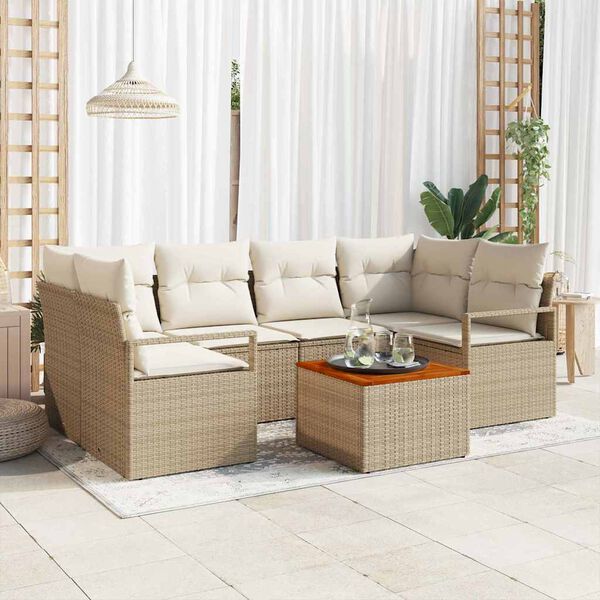 vidaXL Set Divano da Giardino 7 pcs Beige e bianco
