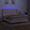vidaXL Letto a Molle con Materasso e LED Crema 180x200 cm in Tessuto