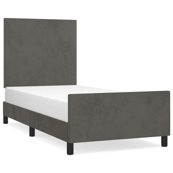 vidaXL Giroletto senza Materasso Grigio Scuro 90x200 cm Velluto
