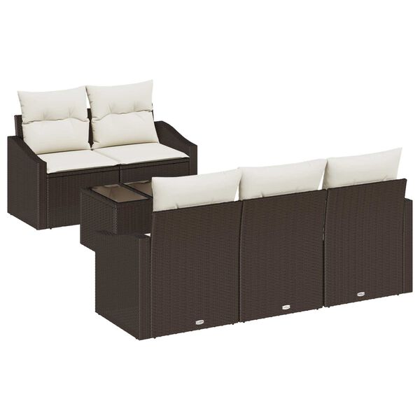 vidaXL Set di divani con cuscino 6 pcs Marrone e Crema polyrattan