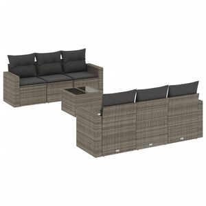 vidaXL Set Divani da Giardino 7 pz con Cuscini Grigio in Polyrattan