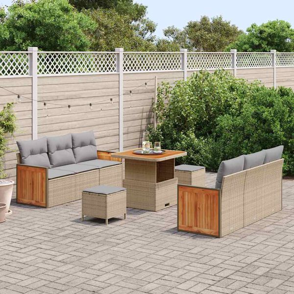 vidaXL Set Divano da Giardino 11 pcs Beige e Grigio Chiaro polyrattan