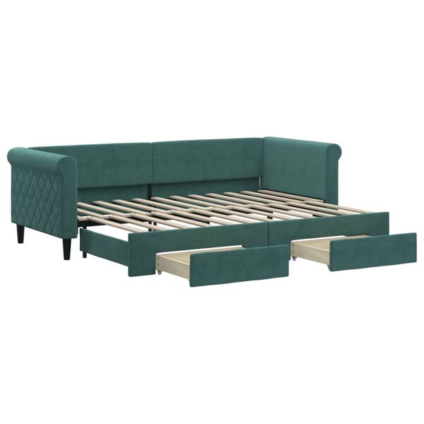 vidaXL Divano Letto Estraibile Cassetti Verde Scuro 80x200cm Velluto