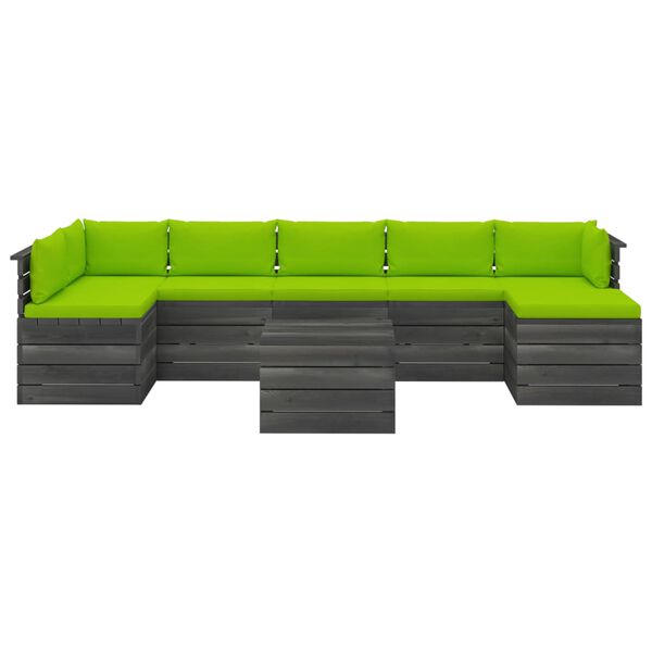 vidaXL Set Divani da Giardino su Pallet 8 pz con Cuscini Massello Pino