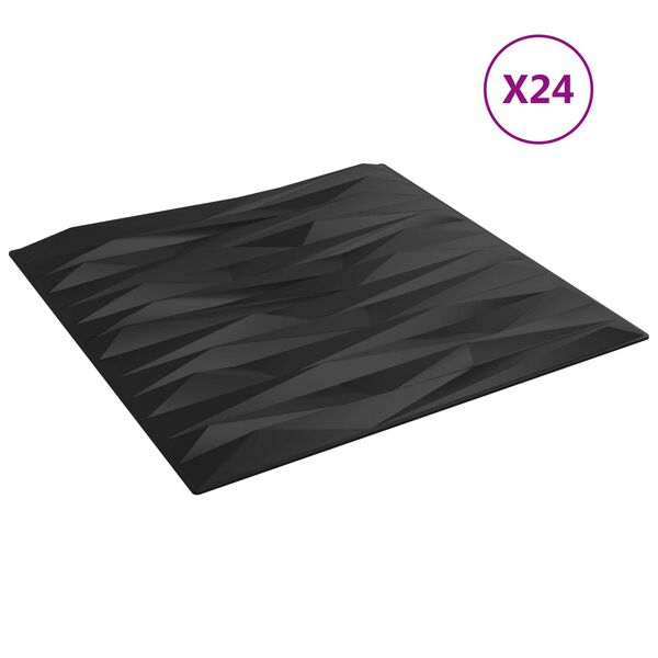 vidaXL Pannelli da parete 24 pcs Pietra Nera 50 x 50 cm Schiuma XPS