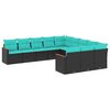 vidaXL Set Divani da Giardino 11 pz con Cuscini Nero in Polyrattan