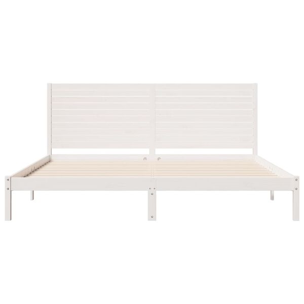 vidaXL Giroletto Extra Lungo senza Materasso Bianco 200x210cm Massello