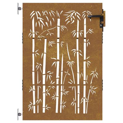 vidaXL Cancello da Giardino 85x150 cm in Acciaio Corten Design Bambù