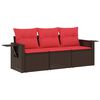 vidaXL Set Divani da Giardino 3 pz con Cuscini Marrone in Polyrattan