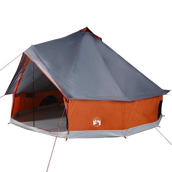 vidaXL Tenda Familiare Tipi 12 Persone Grigia e Arancione Impermeabile