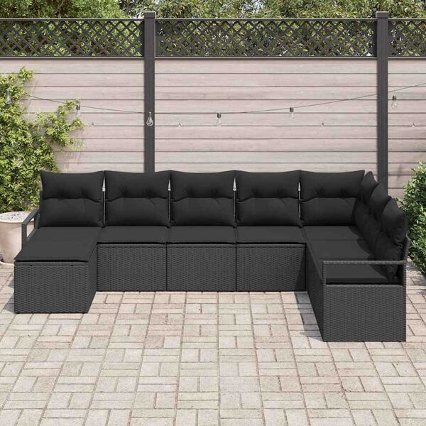 vidaXL Set di divani con cuscino 8 pcs Nero polyrattan