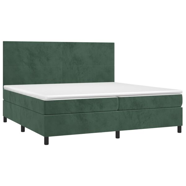 vidaXL Letto a Molle con Materasso e LED Verde Scuro 200x200cm Velluto
