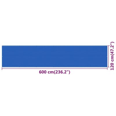 vidaXL Paravento da Balcone Blu 120x600 cm in HDPE