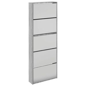 vidaXL Scarpiera con Specchio a 5 Livelli Grigio Sonoma 63x17x169,5 cm