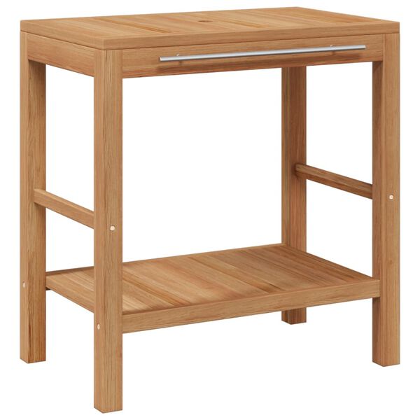 vidaXL Mobile Bagno in Massello di Teak con Lavabo in Pietra di Fiume