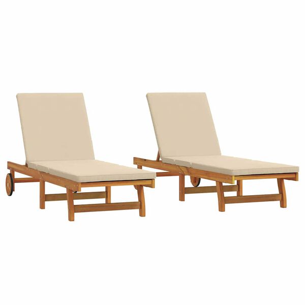 vidaXL Lettino da sole 2 pcs Marrone Legno di Acacia Massello